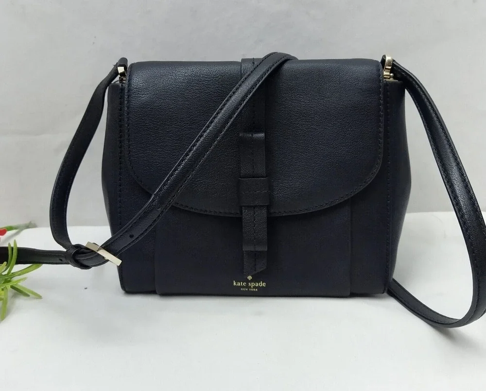 Kate Spade New York Black Leather Flap Closure Crossbody Bag